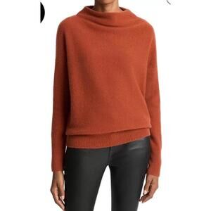New Vince Boiled Cashmere Funnel Neck Sweater In Tuscan Red Size S $448